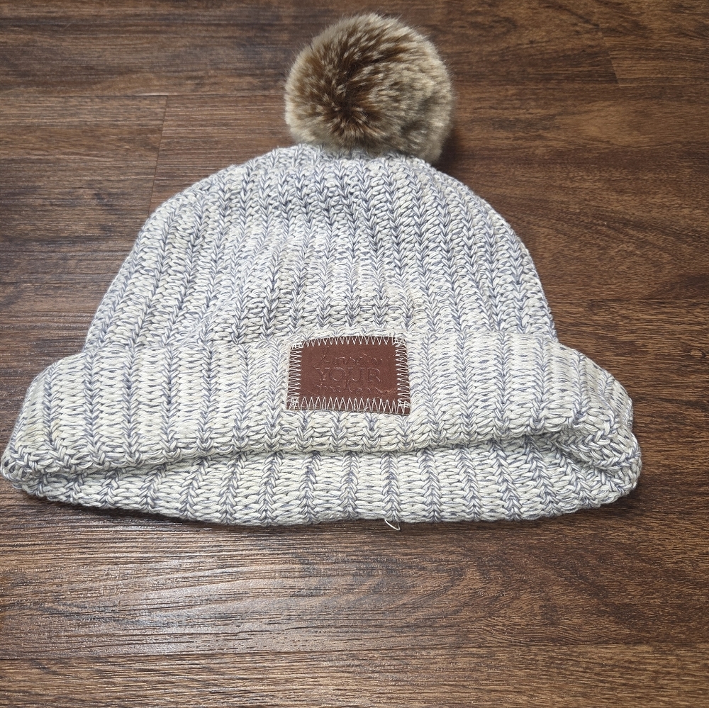 Love Your Melon Greyish Blue Pom Pom Hat.